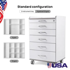Dental Cart Storage Cabinet 5 Drawers Mobile Utility Cart Medical Cabinet Office
