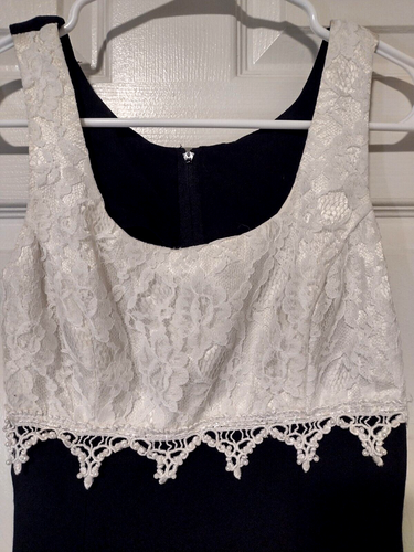 VTG Jessica McClintok Gunne Sax Dress Short Sexy Black White 3/4 - Picture 3 of 4