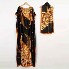Women's Indian Asian Islam style Kaftan & Head Covering, Bird Print One Size BN