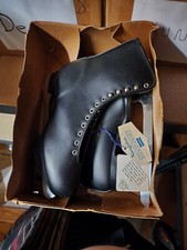 Vintage SEARS Black Leather Lace-up Ice Skates Mens Size 10 Insulated Naugalon