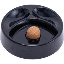 6.75 Lucienne Black Metal Round 2 Pipe Hold Ashtray with Knocker Cork