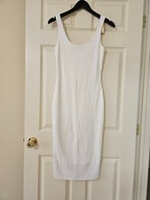 Fashion Nova Womens White Rib Knit Midi Tank Bodycon Dress Sleeveless  Sz S