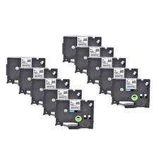 10PK Compatible with Brother P-Touch TZ211 Tze211 Black on White Label Tape 6mm