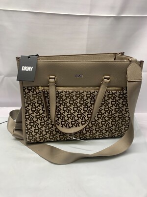 DKNY ZORIE MD Logo Tote Monogram Jacquard w/Strap Shoulder Purse *New