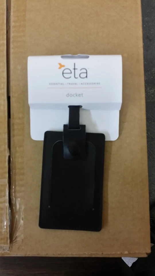 1 Brand New ETA Black Leather Luggage Tag Docket 48621 Travel Accessory