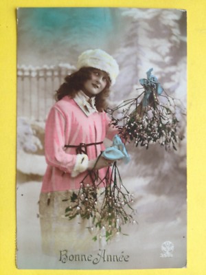 Old postcard retro HAPPY NEW YEAR to Joanne DE WITTE, Deurne Zuid by ANTWERPEN