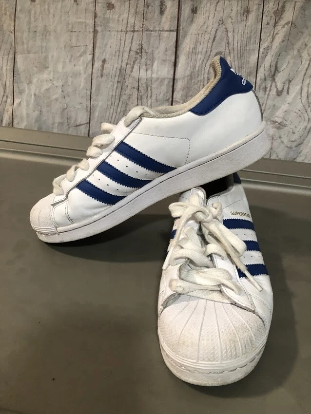 Adidas Originals White/Blue Sneakers Shoes Size 6 | eBay