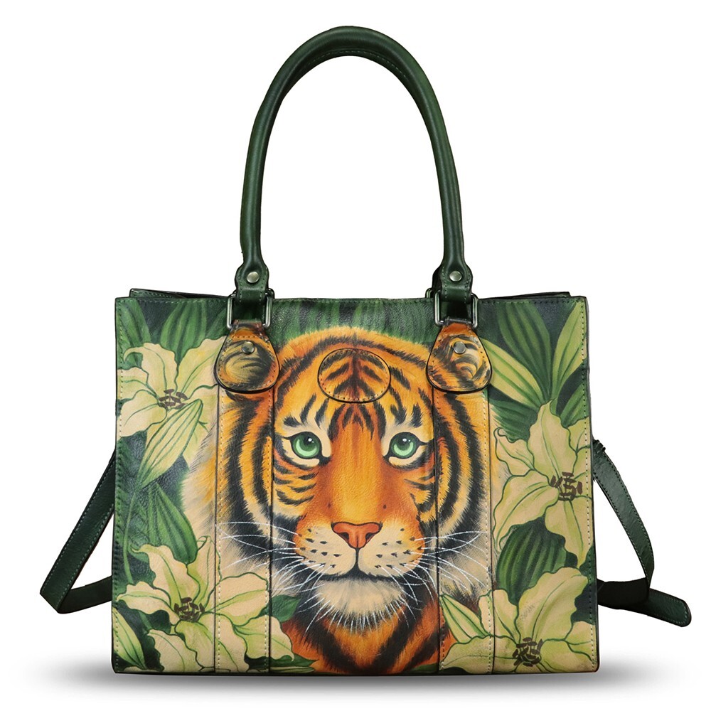 Hand Painted Genuine Leather Purse and Handbag for Women Crossbody