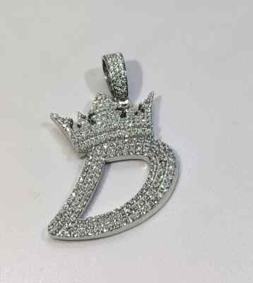 1.00Ct Round Cut Moissanite Initial ''D'' Letter Charm Pendant 925 Sterling Silver