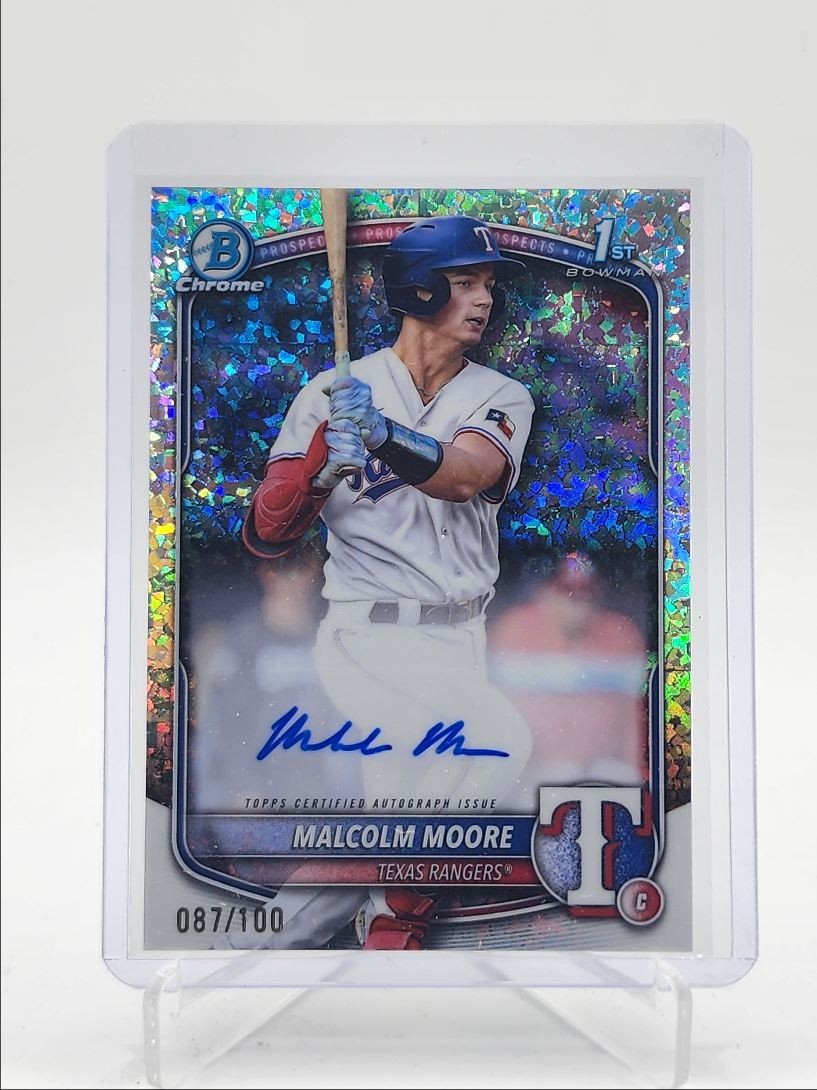 MALCOLM MOORE 2025 BOWMAN CHROME 1ST AUTOGRAPH MINI DIAMOND AUTO /100 Q4060