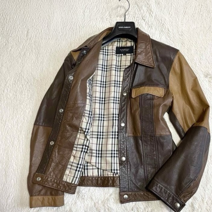 Burberry Black Label Patchwork Nova Check Leather… - image 1