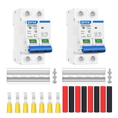 Mini DC Circuit Breaker, 2 Pole 500V 20 Amp Isolator for Solar PV System, Therma