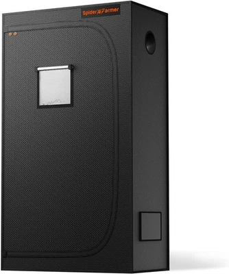 Spider Farmer Growzelt 90x50x160cm, Indoor Grow Tent, Kultivation Zelt, Schwarz