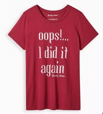 Torrid Britney Spears Oops I Did It Again Red Classic Fit Crew Tee Size 00 (M/L)