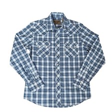 NWT Wrangler Men's Retro Modern Fit Western Shirt Blue Plaid 100 Cotton Size M