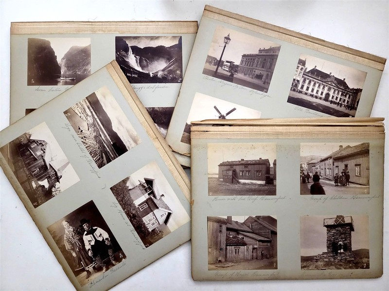 1890s antique TRAVEL PHOTO ALBUM Scandinavia Norway Sweden Denmark fjord