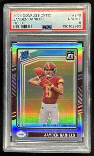 2024 Panini Donruss Optic Jayden Daniels Holo Rated Rookie #248 Commanders PSA 8