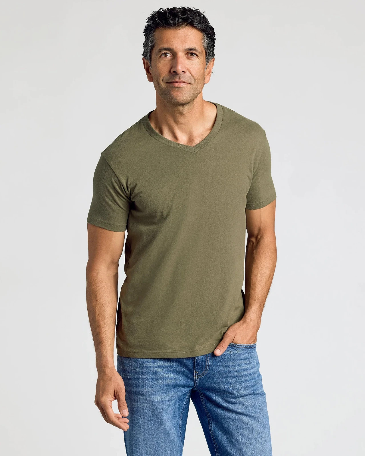 V-Neck: Military Green - (4100)