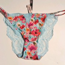 Victoria's Secret Shine Strap Floral Cheeky Satin  Lace Panty XL - New W Tags