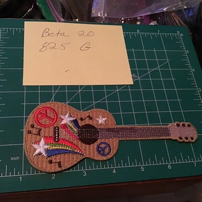 CREATE IT Large Guitar Peel & Stick Iron-On Patch Embroidered Rainbow Peace 6.7 