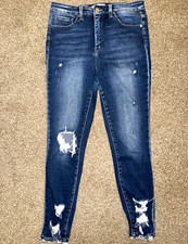 BKE Parker Ankle Skinny Jeans Women  s Size 29 Dark Wash Distressed Hem