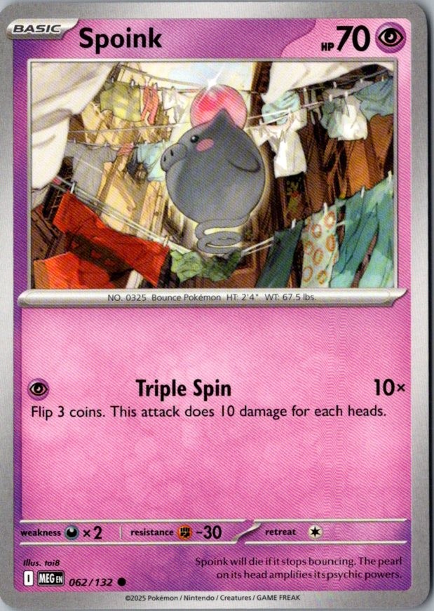 Spoink 062/132 Common ME01: Mega Evolution NM