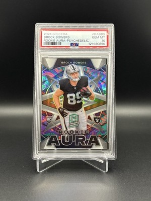 2024 Panini Spectra Brock Bowers RC Rookie Aura Psychedelic #5/5 Psa 10 Raiders