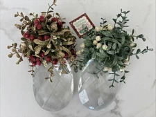 Kissing Krystals Mistletoe Large Acrylic Teardrop Christmas Decor Set Of 2