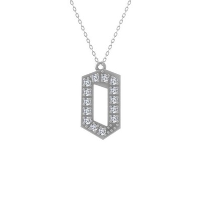 14k Weißgold Lab Grown Diamant Initiale o Halskette 18'' Silber Kabel Kette