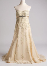 Sottero  Midgley Strapless Champagne Wedding Dress Embroidered Bridal Size 4