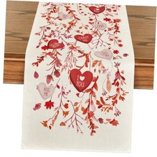  Wild Flowers Leaves 210 GSM Valentine's Table 13" x 60", Table Runner Red
