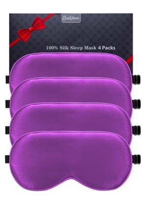 BeeVines Sleep Mask, 4 Packs 100% Real Natural Pure Silk Eye Masks with Adjus...