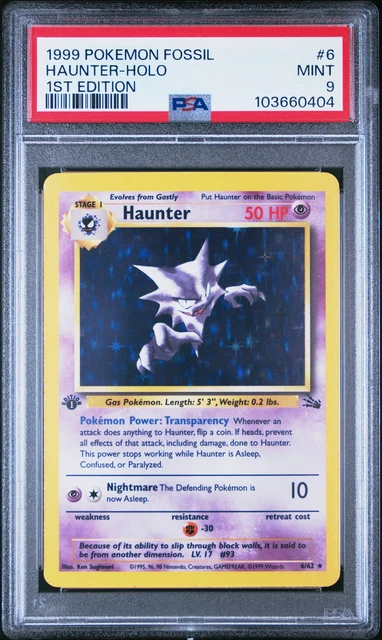 1999 POKEMON FOSSIL 1ST EDITION #6 HAUNTER-HOLO PSA 9