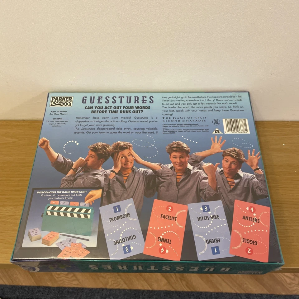 Guesstures The Game of Split Second Charades 1991 Vintage Board Game NEW SEALED - Image 3 of 4