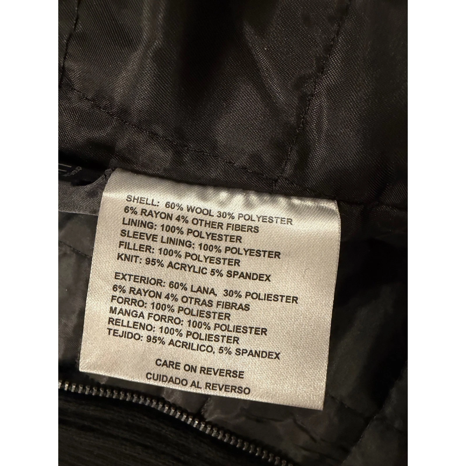 Kenneth Cole Reaction Mens Peacoat Jacket M Black Double Breasted Knit Bib Coat image 9