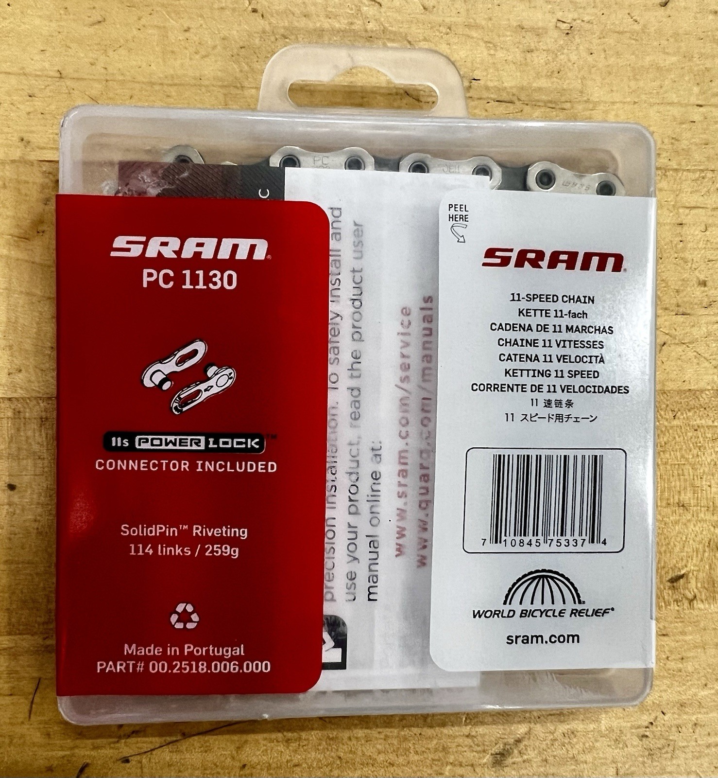 SRAM PC 1130 Powerchain 11 Speed Chain Bike Bicycle SolidPin Riveting 114 links