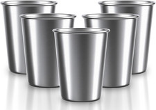 5 Pack 10 oz Stainless Steel Cups for Kids,Children's Pint Cups, Stackable Metal