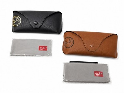 Authentische Ray-Ban Leder Sonnenbrille Brillenetui mit Stoff - klassisches Design NEU