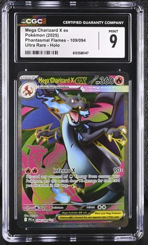 CGC 9 MINT Mega Charizard X ex 2025 Phantasmal Flames 109/094 Holo Pokemon Card