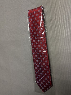Robert Talbott Tie 100% Silk Red And Blue Pattern NWT 8cm