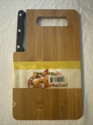 Bamboo Cutting Board Small  10'' x 5.75'' Handle with Built in Knife Handy Helpers