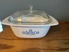 Vintage Corning Ware Dutch Oven P-34-B Blue Cornflower Casserole with Pyrex Lid