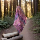 Stunning Handwoven Tweedy Mohair Wool Wrap Scarf Shawl Fuchsia Purple Sparkle! — photo 4