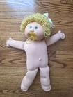 1978 1982 Cabbage Patch Kids Doll Green Eyes Blonde Tan Yarn Hair Dimples & Paci