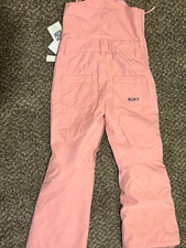 ROXY Girls Non Stop Snow Bib Pants Pink S Insulated Waterproof Pockets