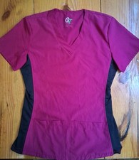 GT Performance Stretch V-Neck Scrub Top Ombre Pink Pockets Women's XS