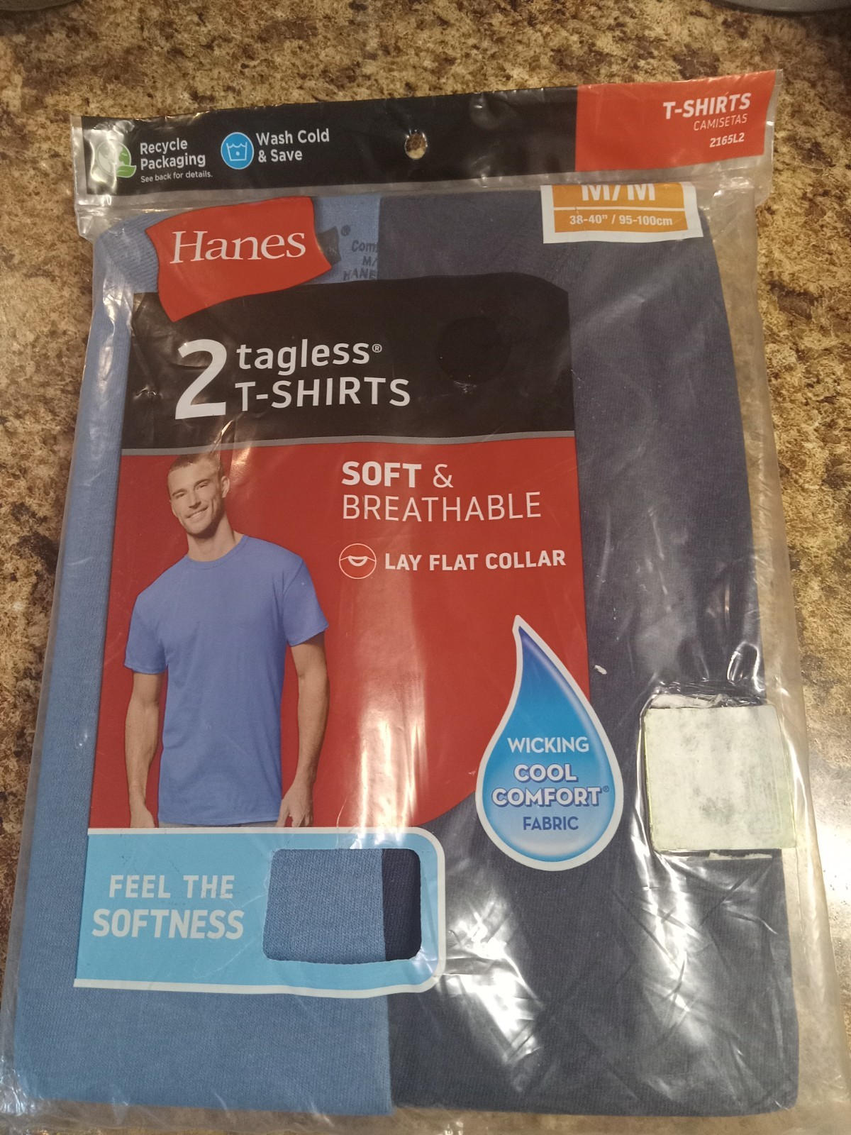 2pk Hanes Tagless T's Sz M(38-40