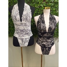 Black White Lace Bodysuit lingerie pair