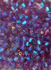 Swarovski Fuchsia AB 2X Crystals  24 Pieces  4mm  Bicone  NEW LIMITED 