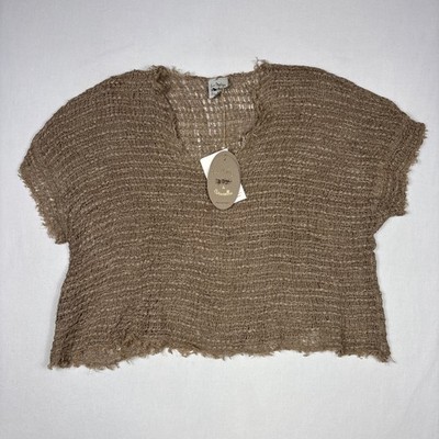 La Bottega Di Brunella Shirt Women's 0 Beige Artisan Linen Lagenlook Boho NEW